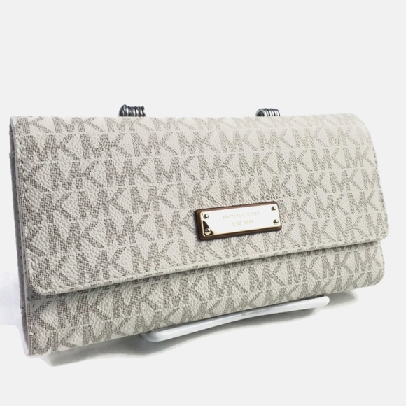 Michael Kors Jet Set White Digital Pin Dot MK Trifold Checkbook Wallet/Pen NWOT - Picture 14 of 15